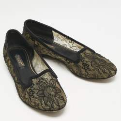 Dolce & Gabbana Black Lace Smoking Slippers Size 37.5