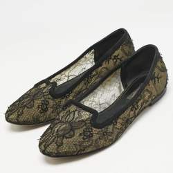 Dolce & Gabbana Black Lace Smoking Slippers Size 37.5