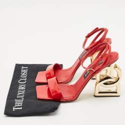 Pre Owned Dolce & Gabbana Red Leather Keira Ankle Strap Sandals Size 40