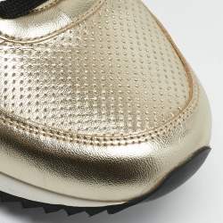 Dolce & Gabbana Multicolor Metallic Peforated Leather Low Top Sneakers Size 41