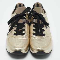 Dolce & Gabbana Multicolor Metallic Peforated Leather Low Top Sneakers Size 41