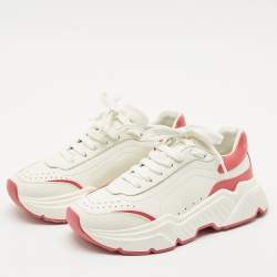 Dolce & Gabbana White/Pink Leather Daymaster Sneakers Size 39