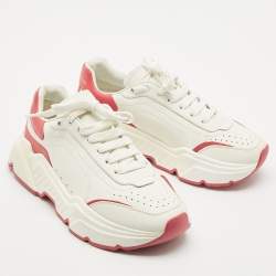 Dolce & Gabbana White/Pink Leather Daymaster Sneakers Size 39