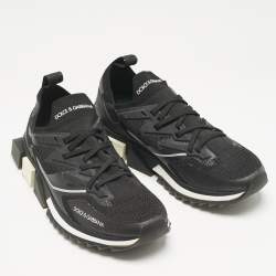 Dolce & Gabbana Black Mesh and Rubber Sorrento Lace Up Sneakers Size 43.5