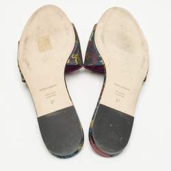 Dolce & Gabbana Multicolor Brocade Fabric Flat Slides Size 37