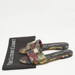 Dolce & Gabbana Multicolor Brocade Fabric Flat Slides Size 37