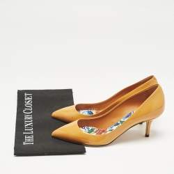 Dolce & Gabbana Orange Patent Leather Pointed Toe Pumps Size 37