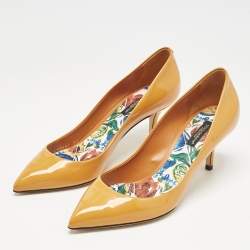Dolce & Gabbana Orange Patent Leather Pointed Toe Pumps Size 37