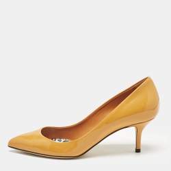 Dolce & Gabbana Orange Patent Leather Pointed Toe Pumps Size 37