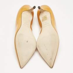Dolce & Gabbana Orange Patent Leather Pointed Toe Pumps Size 37
