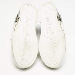Dolce and Gabbana White/Black Leather Portofino Low Top Sneakers Size 38