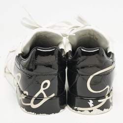 Dolce and Gabbana White/Black Leather Portofino Low Top Sneakers Size 38