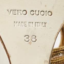 Pre Owned صندل دولتشي أند غابانا مزخرف جلد أبيض مقاس 36.5