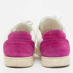 Dolce & Gabbana White/Pink Leather and Suede Low Top Sneakers Size 37