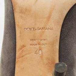 Dolce & Gabbana Grey Suede Crystal Embellished Pointed Toe Pumps Size 40