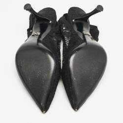 Dolce & Gabbana Black Lace Pointed Toe Slingback Pumps Size 38