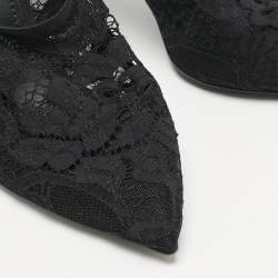 Dolce & Gabbana Black Lace Pointed Toe Slingback Pumps Size 38