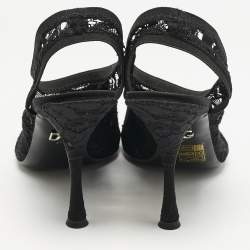 Dolce & Gabbana Black Lace Pointed Toe Slingback Pumps Size 38