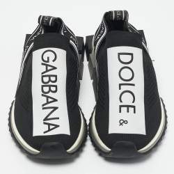 Dolce & Gabbana Black Fabric Sorrento Slip On Sneakers Size 38.5