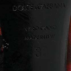 Dolce & Gabbana Red Floral Pleated Fabric Pumps Size 38