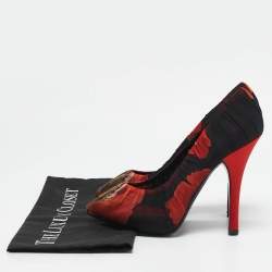 Dolce & Gabbana Red Floral Pleated Fabric Pumps Size 38