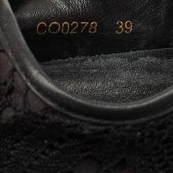 Dolce & Gabbana Black Lace and Leather Lace Up Sneakers Size 39