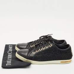 Dolce & Gabbana Black Lace and Leather Lace Up Sneakers Size 39