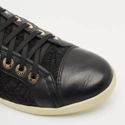 Dolce & Gabbana Black Lace and Leather Lace Up Sneakers Size 39