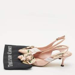 Dolce & Gabbana Multicolor Canvas Crystal Embellished Slingback Pumps Size 40