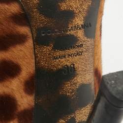 Dolce & Gabbana Brown Leopard Print Calf Hair Round Toe Pumps Size 38