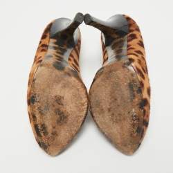 Dolce & Gabbana Brown Leopard Print Calf Hair Round Toe Pumps Size 38