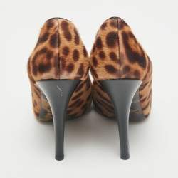 Dolce & Gabbana Brown Leopard Print Calf Hair Round Toe Pumps Size 38