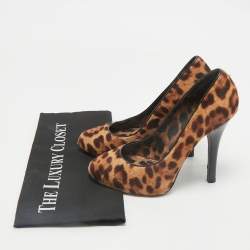 Dolce & Gabbana Brown Leopard Print Calf Hair Round Toe Pumps Size 38