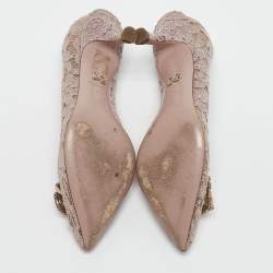 Pre Owned Dolce & Gabbana Lilac Lace Brooch Detail Rainbow Pumps Size 36