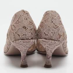 Pre Owned Dolce & Gabbana Lilac Lace Brooch Detail Rainbow Pumps Size 36