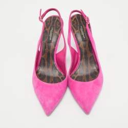 Dolce & Gabbana Pink Suede Pointed Toe Slingback Pumps Size 39