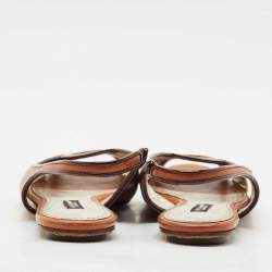 Dolce & Gabbana Brown Leather and Snakeskin Leather Flat Sandals Size 37