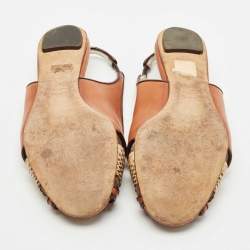Dolce & Gabbana Brown Leather and Snakeskin Leather Flat Sandals Size 37
