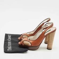 Dolce & Gabbana Brown Leather and Snakeskin Leather Sandals Size 38