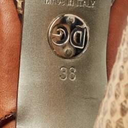 Dolce & Gabbana Brown Leather and Snakeskin Leather Sandals Size 38