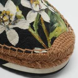 Dolce & Gabbana Multicolor Floral Print Brocade Fabric Espadrille Flats Size 37