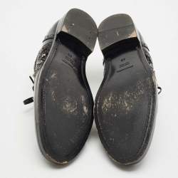 Dolce & Gabbana Black Brogue Leather Studded Embellished Lace Oxfords Size 40