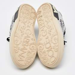 Dolce & Gabbana Silver/Black Leather Low Top Sneakers Size 35
