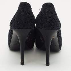 Dolce & Gabbana Black Lace and Mesh Embellished Peep Toe Pumps Size 39