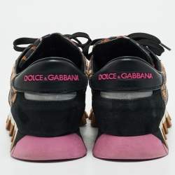 Dolce & Gabbana Multicolor Leopard Print Leather and Suede Running Low Top Sneakers Size 41
