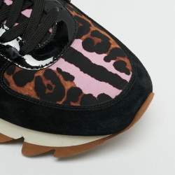 Dolce & Gabbana Multicolor Leopard Print Leather and Suede Running Low Top Sneakers Size 41