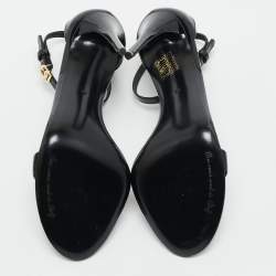 Pre Owned Dolce & Gabbana Black Patent Leather Ankle Strap Sandals Size 38