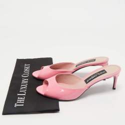 Dolce & Gabbana Pink Patent Leather Slide Sandals Size 39