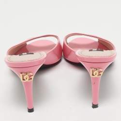 Dolce & Gabbana Pink Patent Leather Slide Sandals Size 39