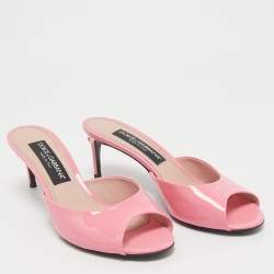 Dolce & Gabbana Pink Patent Leather Slide Sandals Size 39